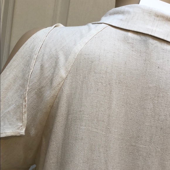 OATMEAL COLD SHOULDER BUTTON TOP - Picture 7 of 7